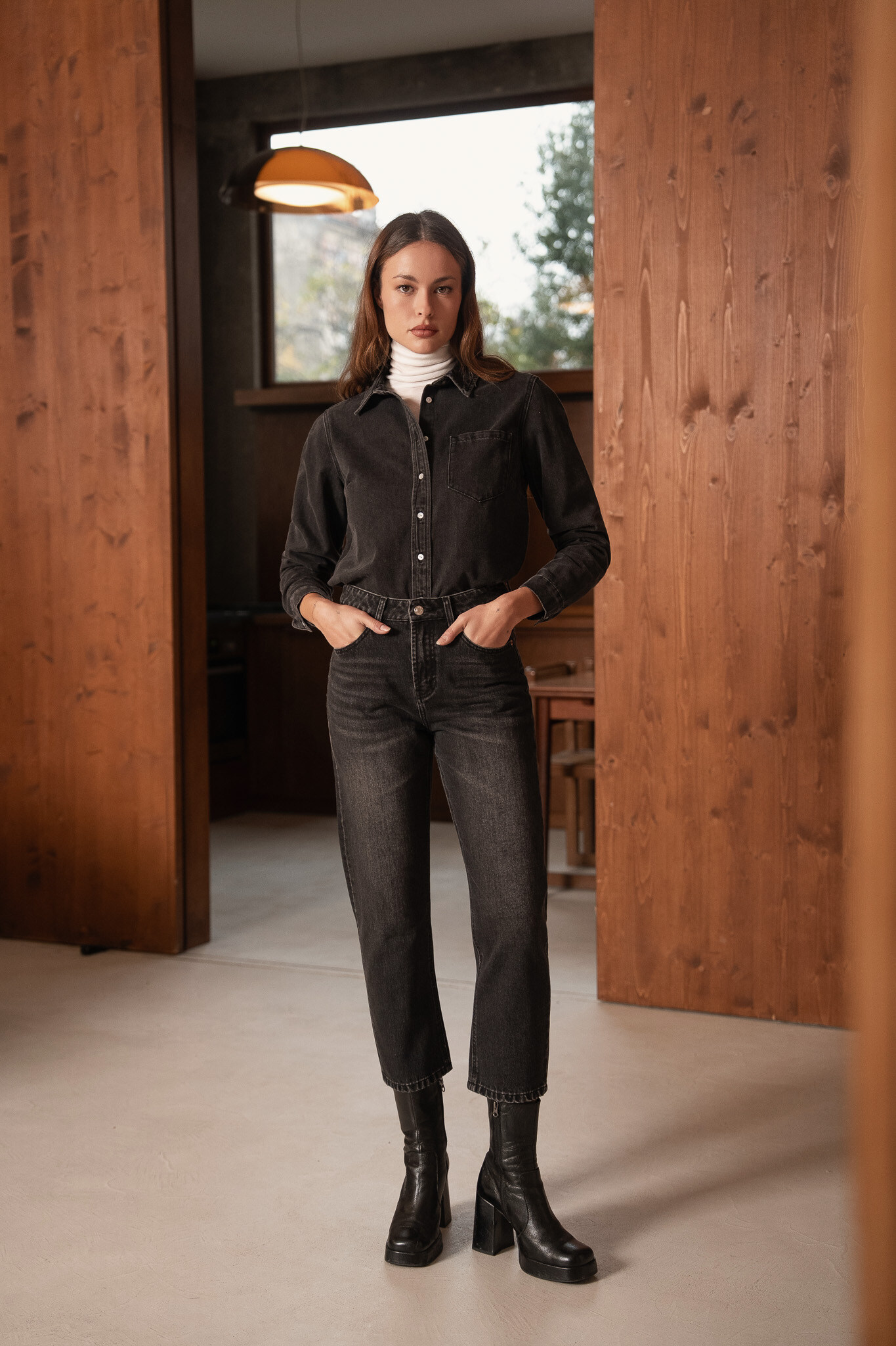 Jean momfit boyfriend, taille mi haute