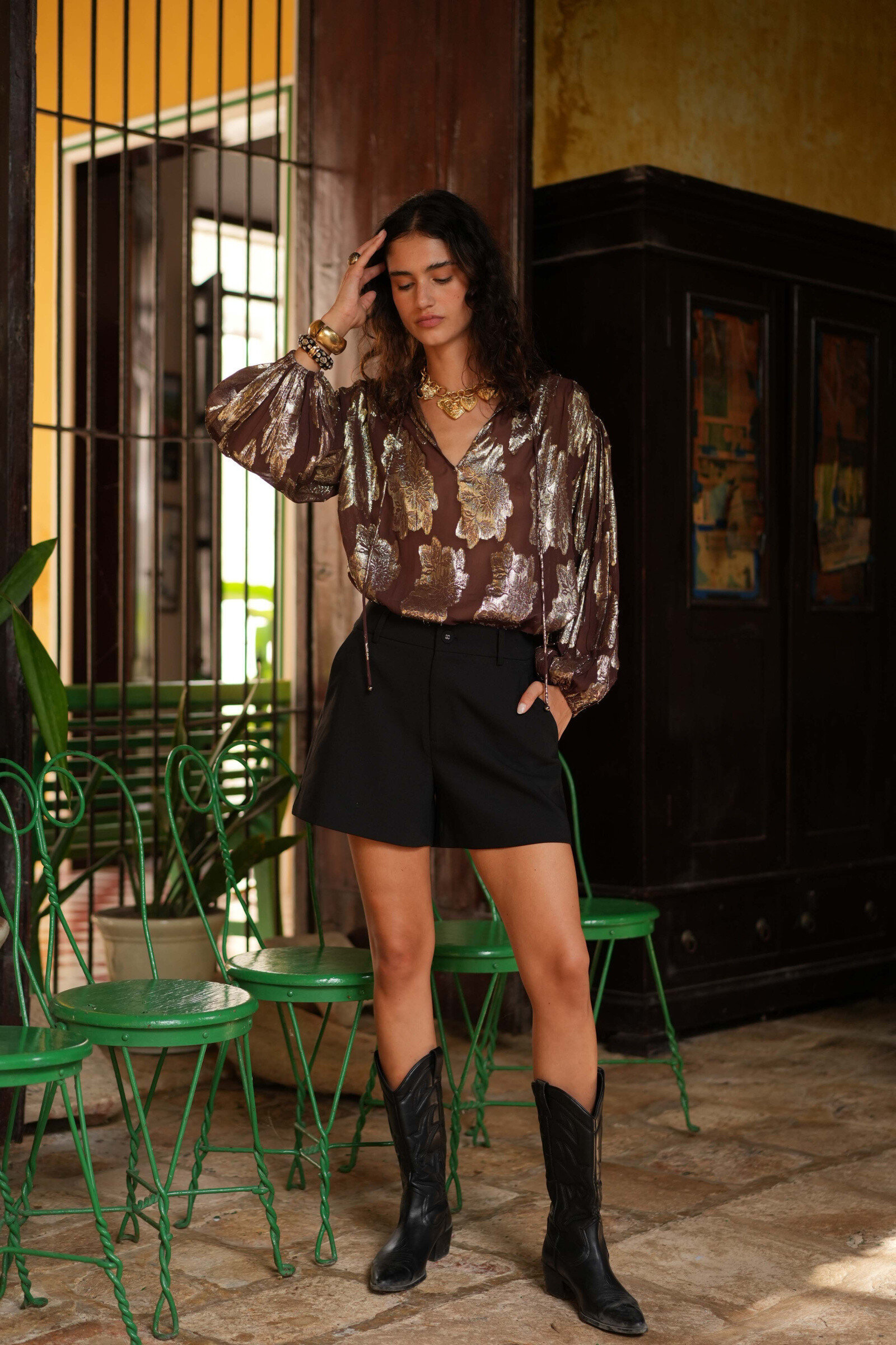 Mayorista ORAIJE PARIS - Shorts de tiro alto Brenda