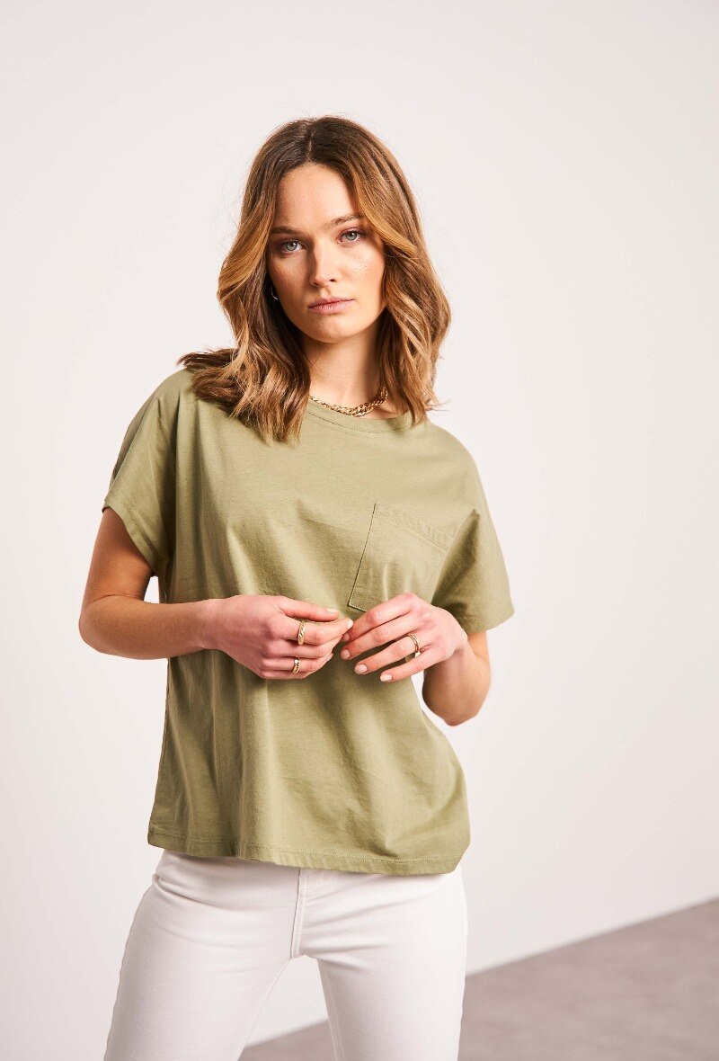 Mayorista ORAIJE PARIS - Camiseta básica con bolsillo