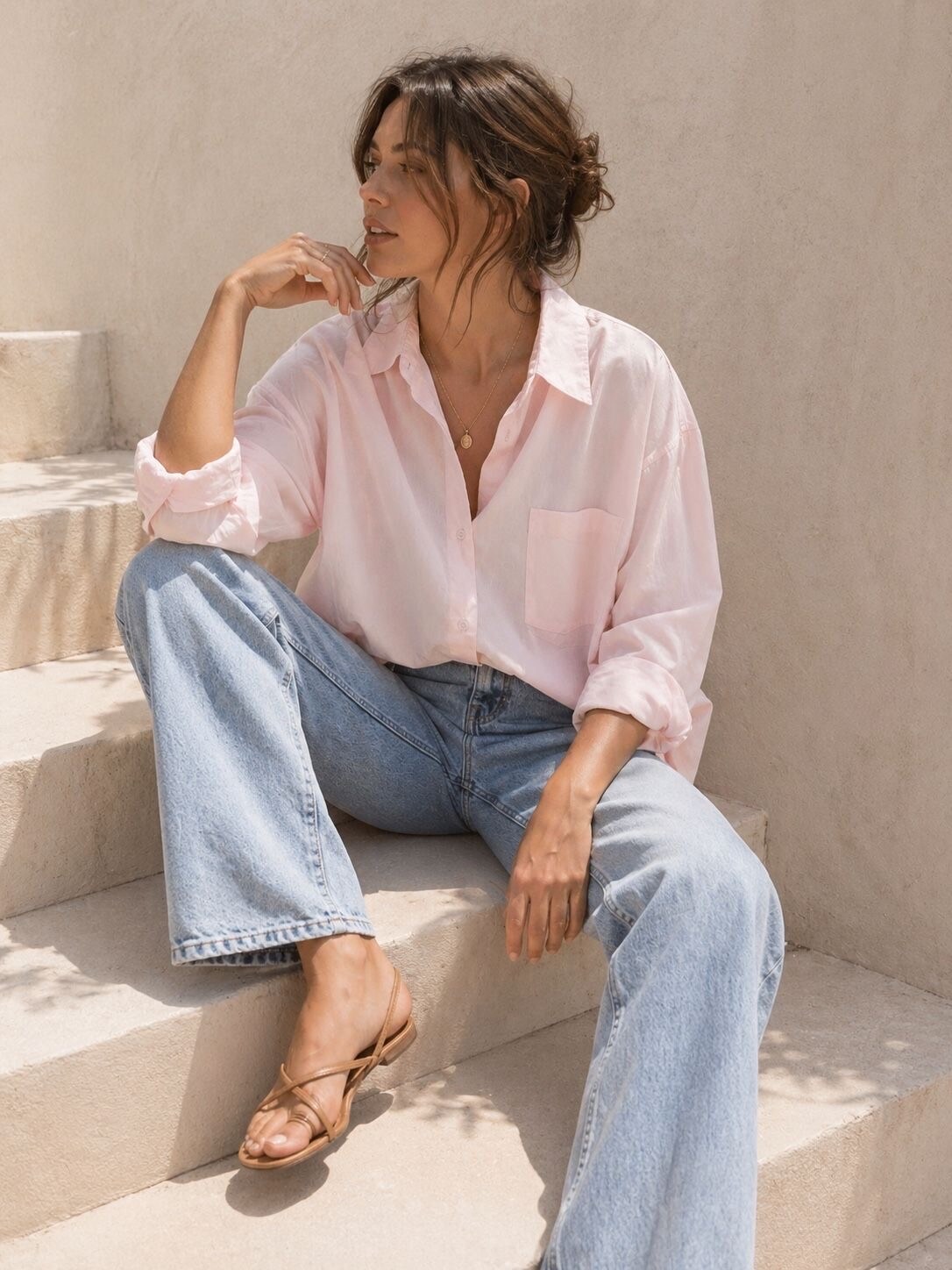 Grossista Orice - Camicia corta in cotone con collo rotondo