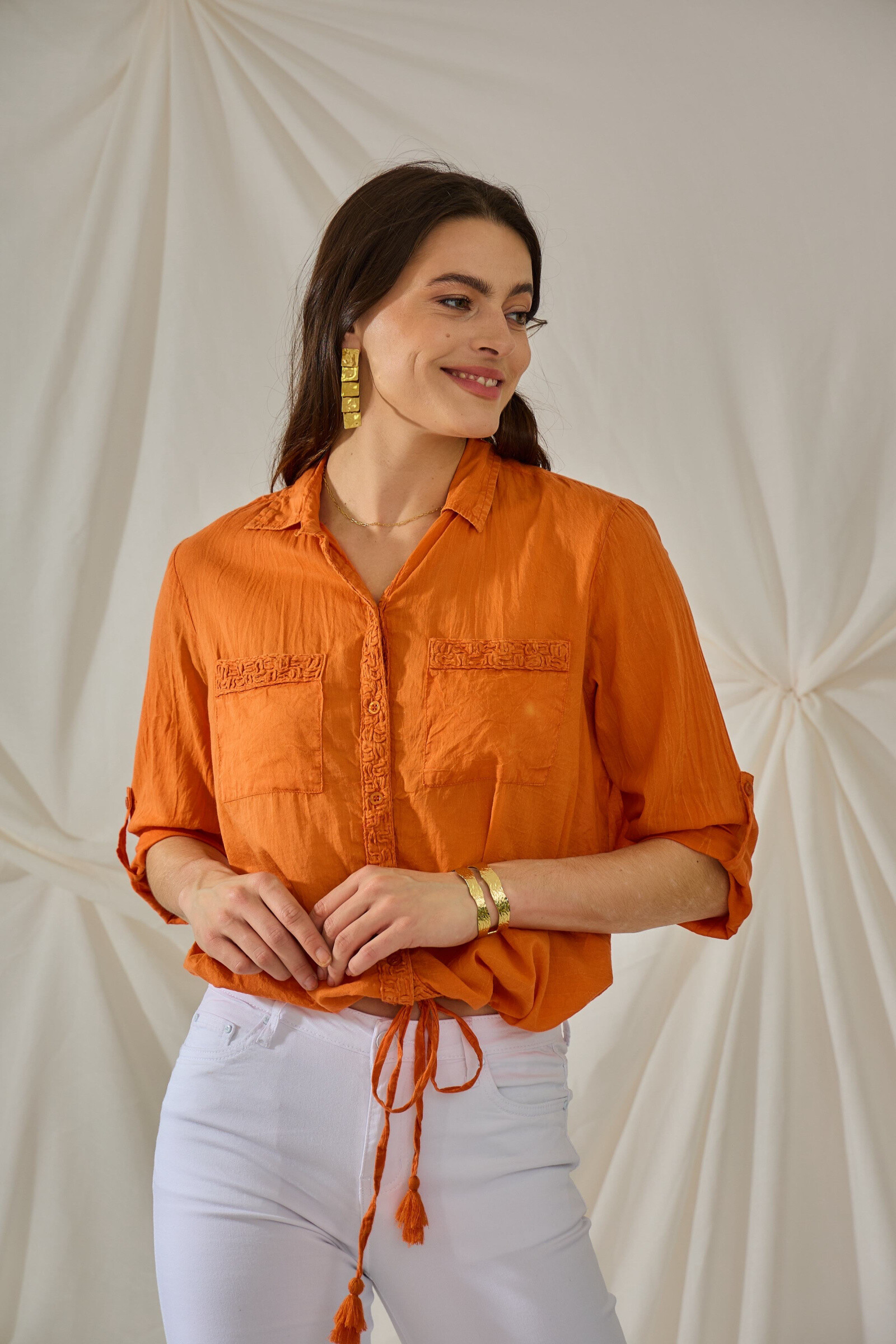 Grossiste Orice - Chemise manches longues en coton uni