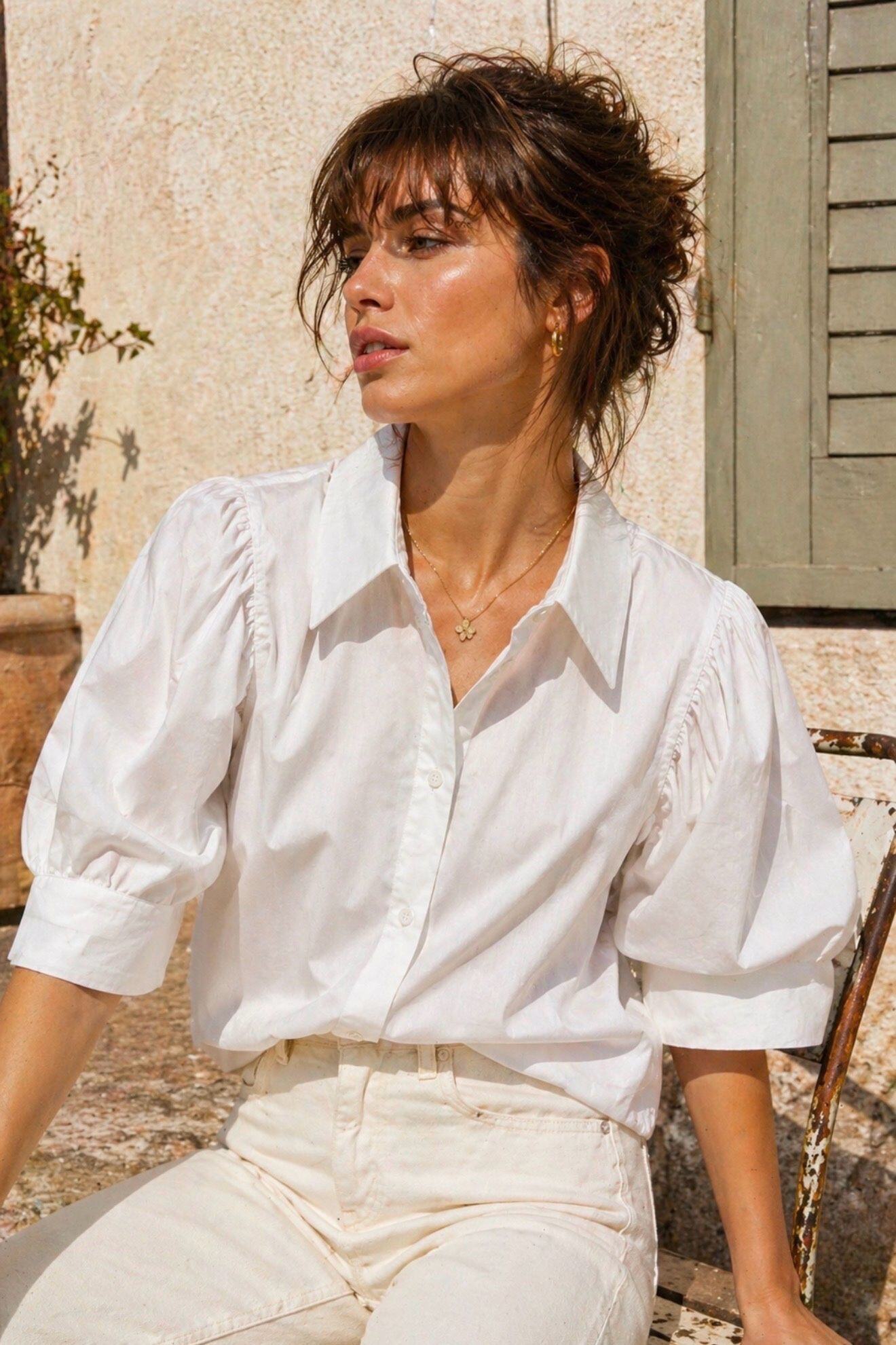 Mayorista Orice - Camisa de Estilo Parisino con Mangas Abullonadas