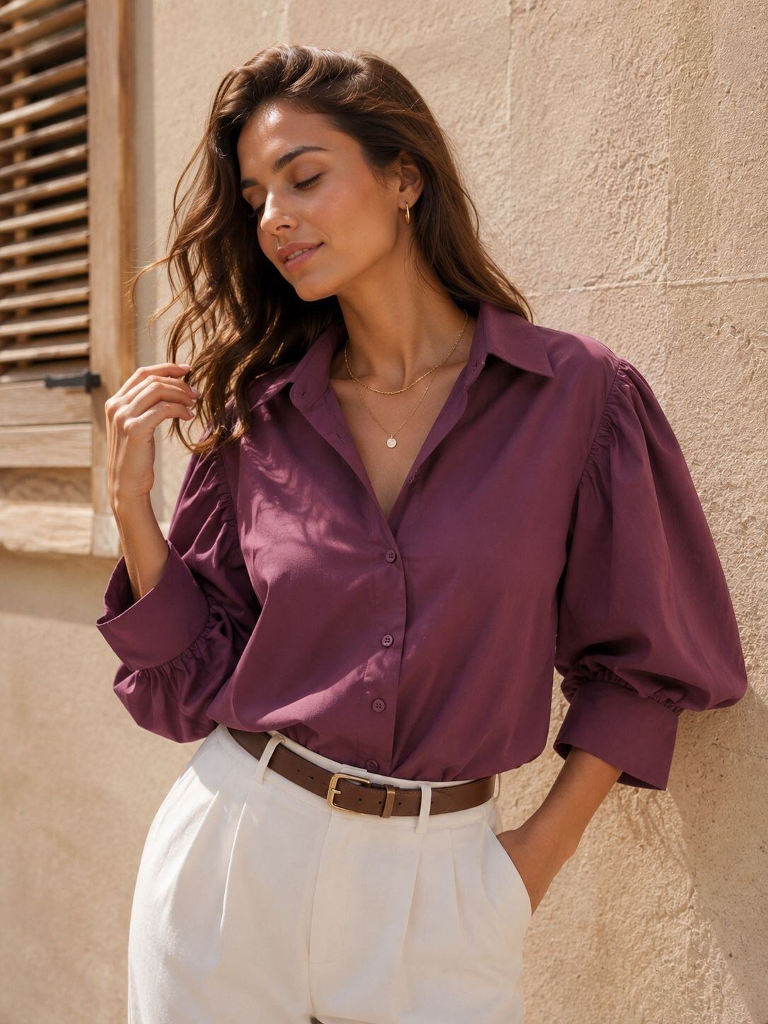 Großhändler Orice - Pariser Stil Bluse mit Puffärmeln