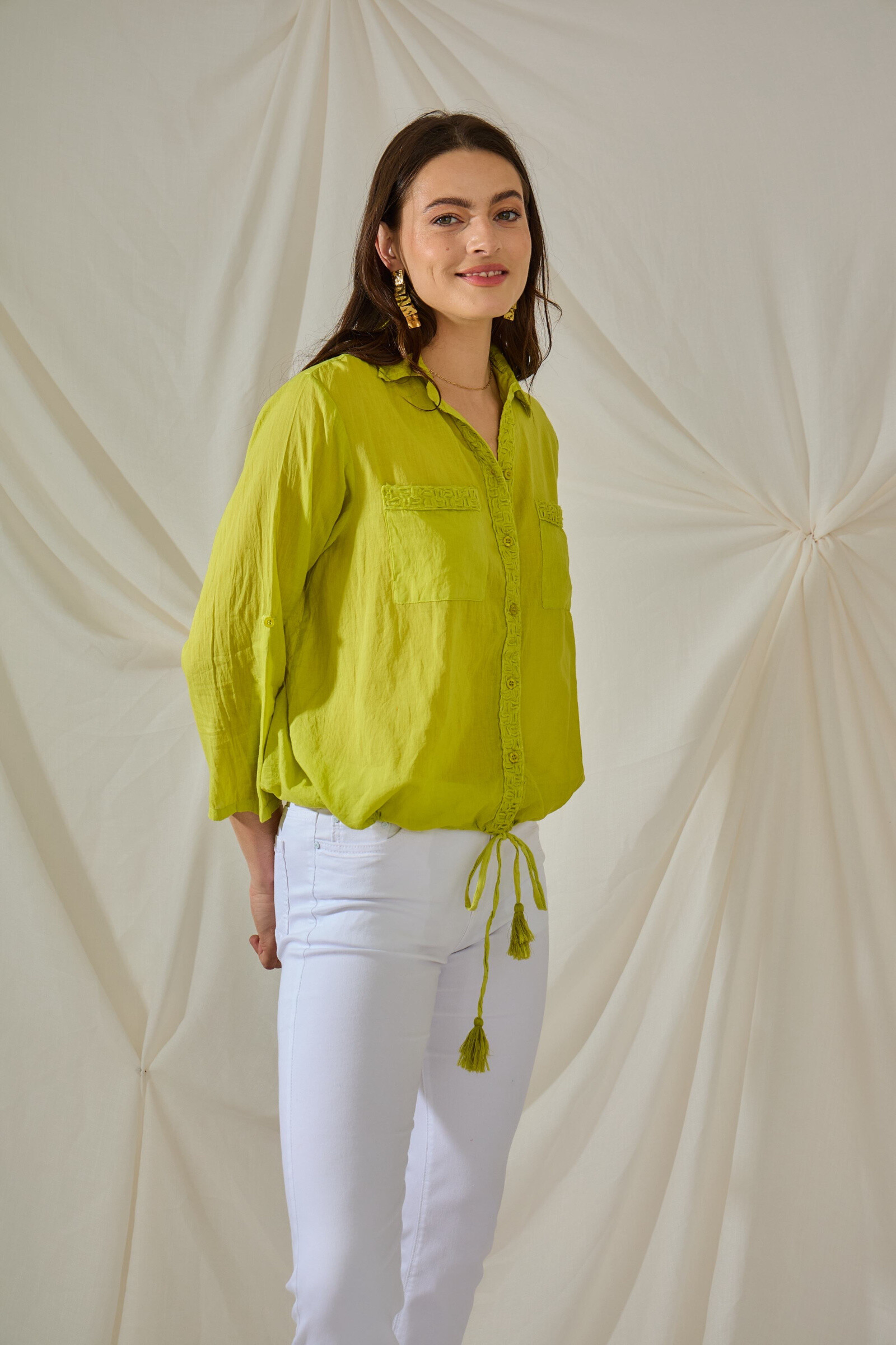 Grossiste Orice - Chemise manches longues en coton uni