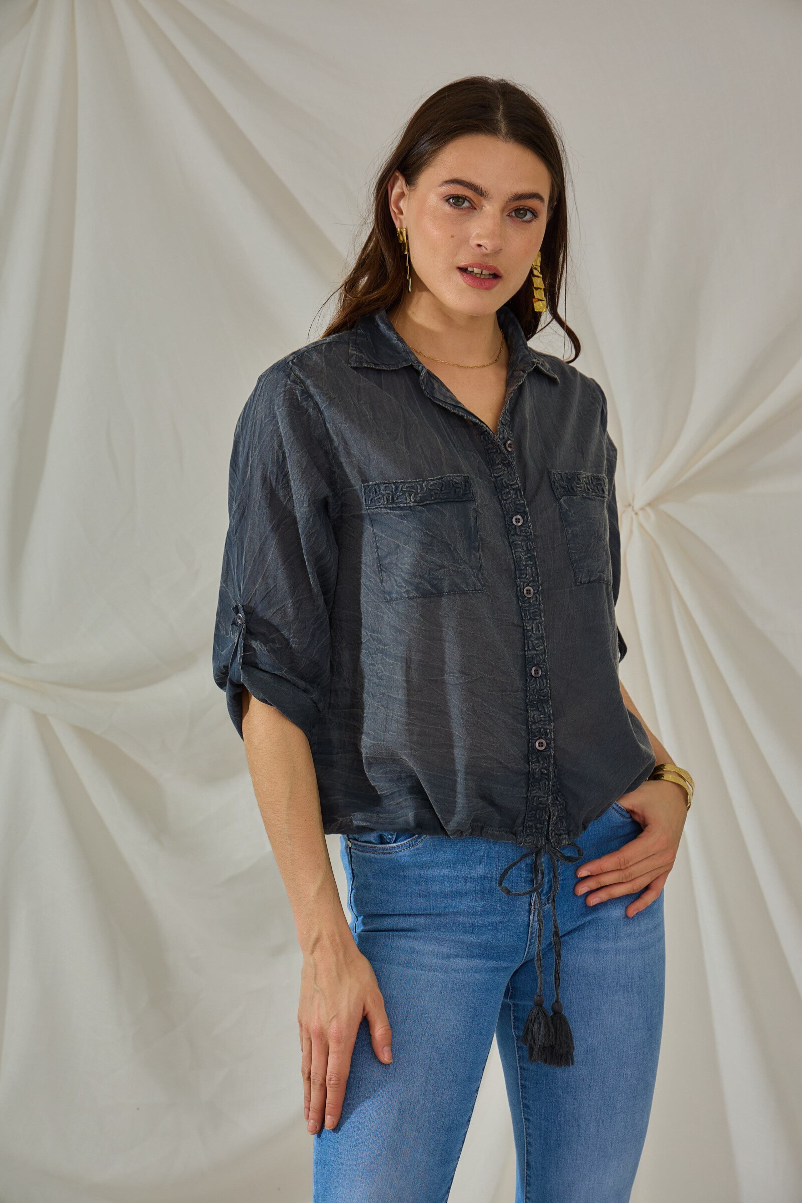 Grossiste Orice - Chemise manches longues en coton uni