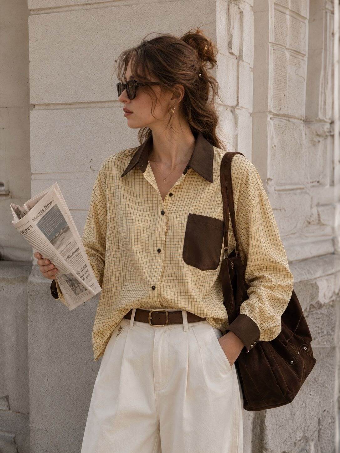 Wholesaler Orice - Short plaid long-sleeve shirt