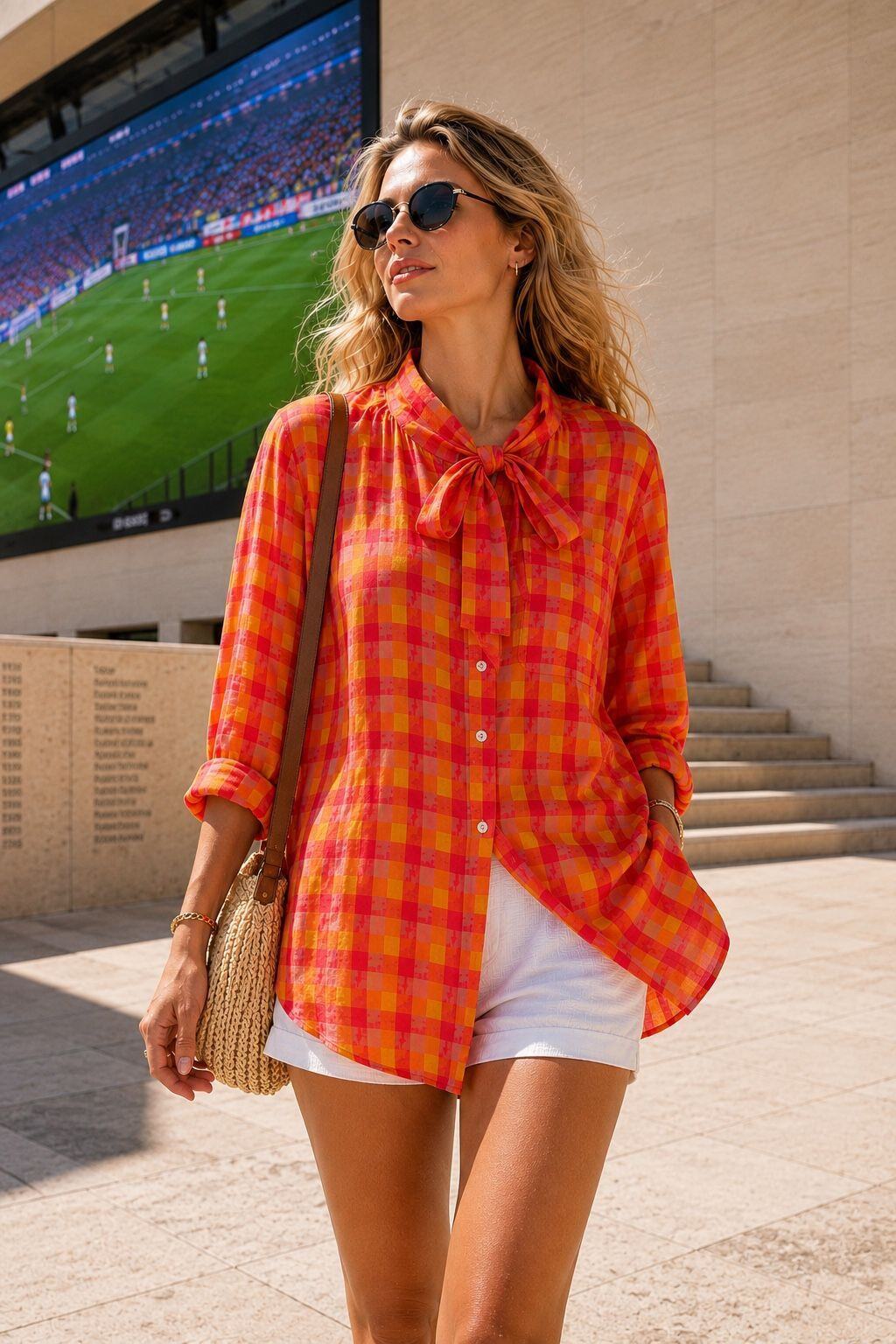 Wholesaler Orice - Cotton shirt with plaid collar tie