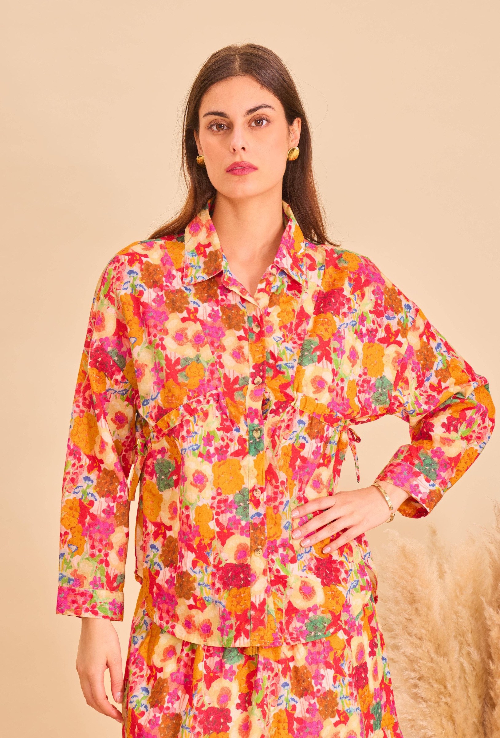 Grossista Orice - Camicia di cotone con collegamenti bohémien