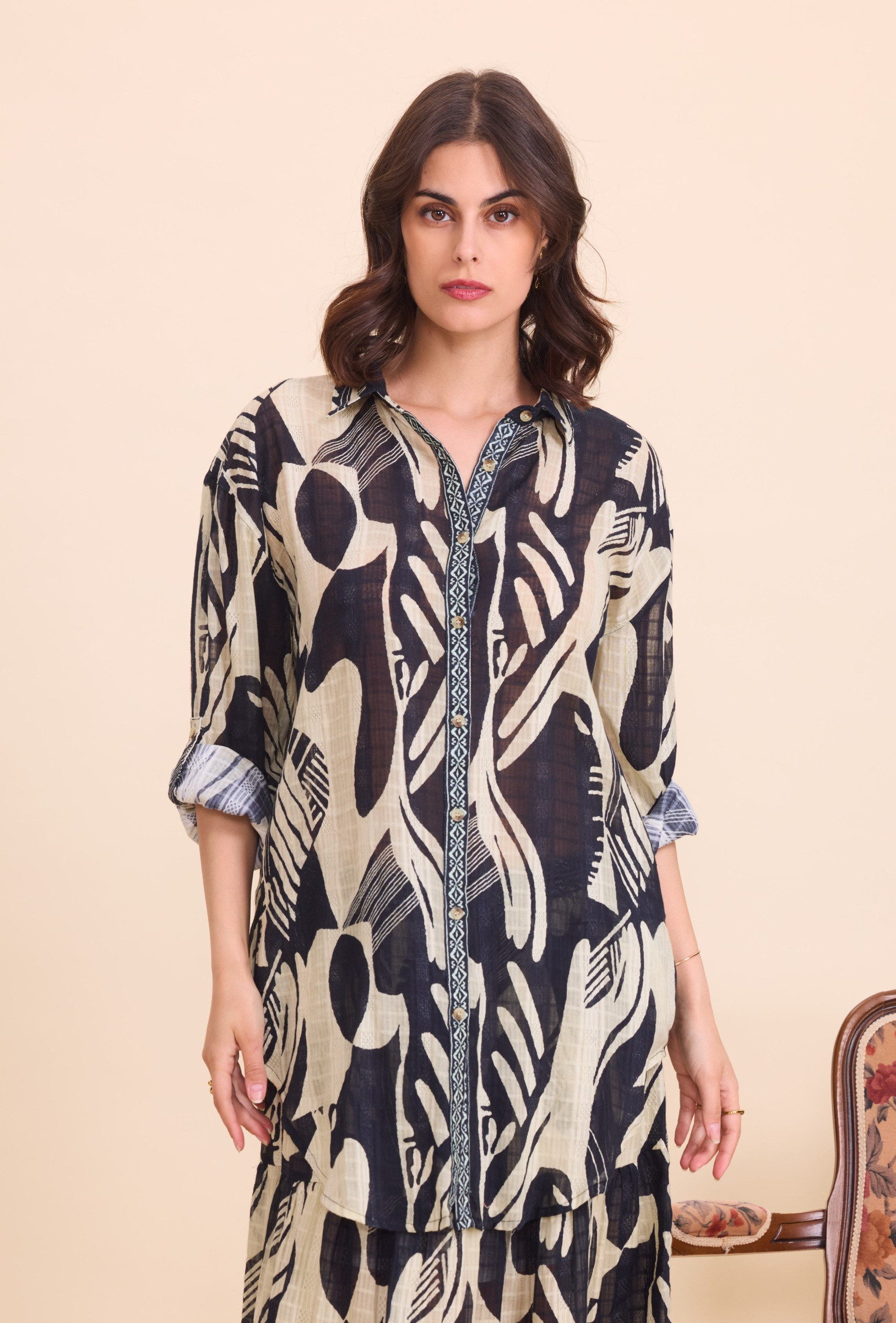 Grossista Orice - Camicia lunga boho in cotone