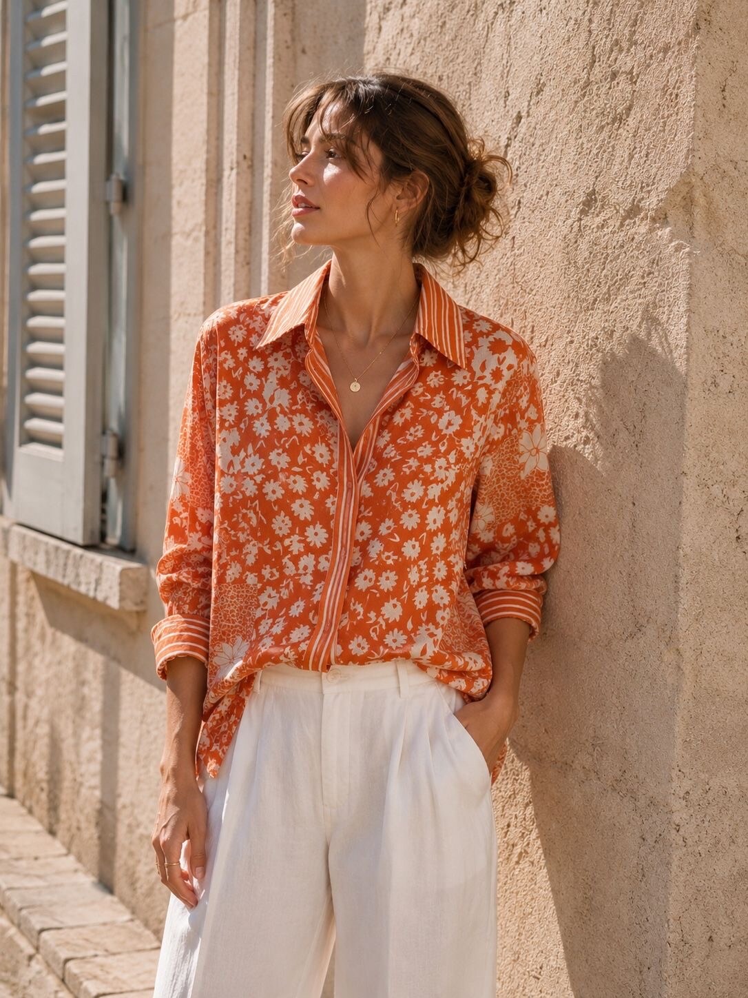 Mayorista Orice - Camisa de manga larga de algodón estampado