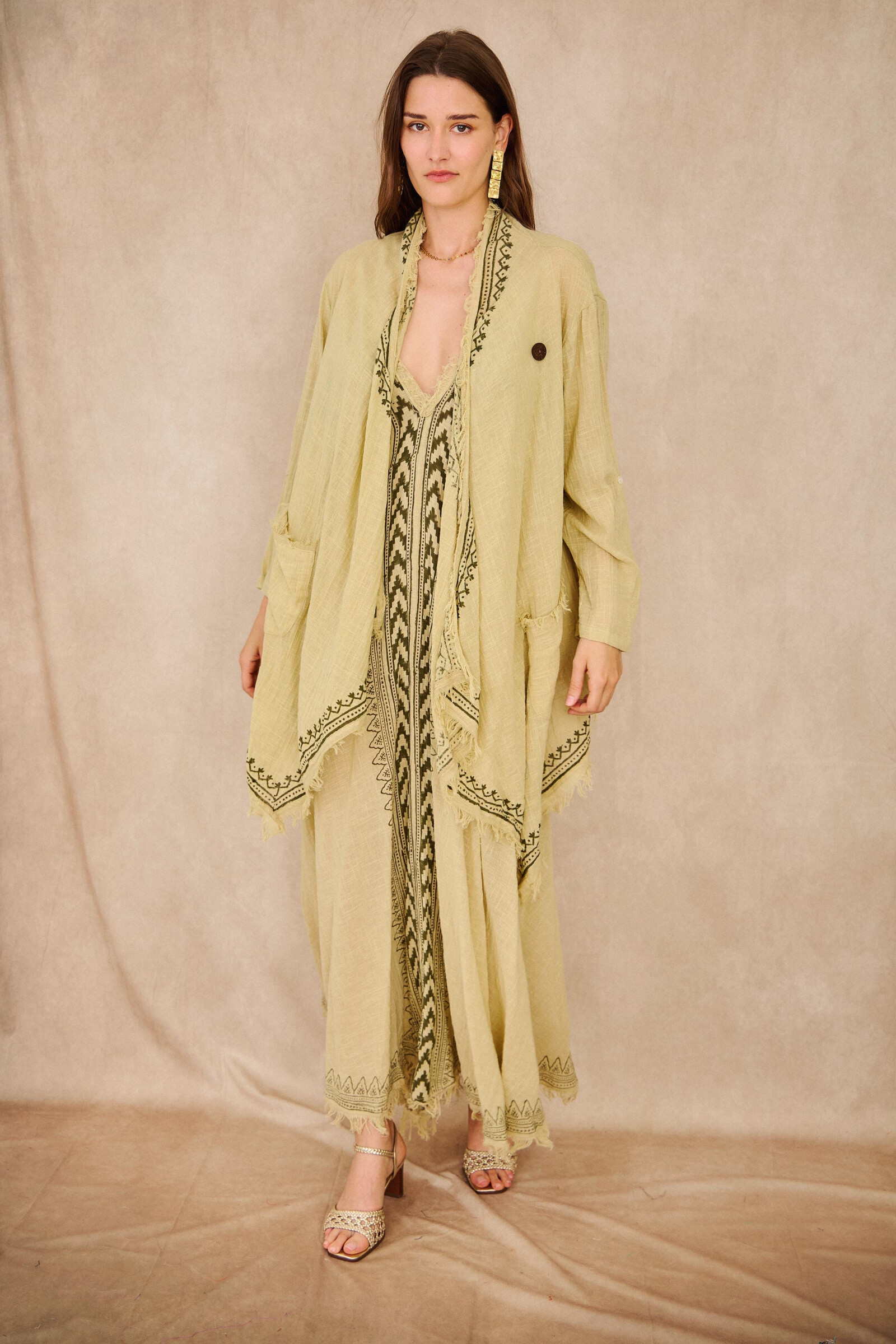 Grossista Orice - Kimono bohémien in cotone dall'aspetto lino