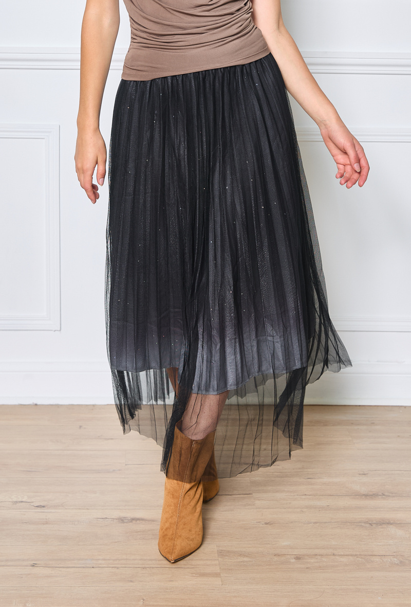 Grossiste Orice - Jupe mi-longue en tulle scintillant