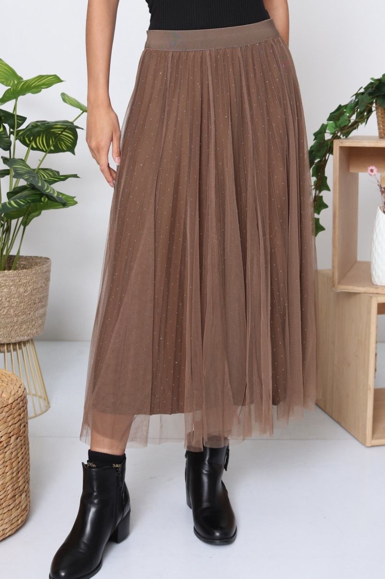 Grossiste Orice - Jupe mi-longue tulle a strass