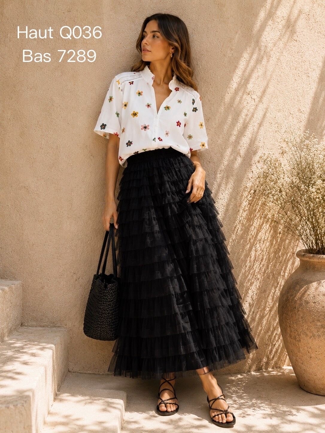 Wholesaler Orice - Long tulle voile skirt