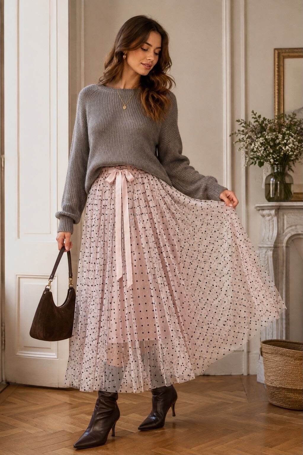 Mayorista Orice - Falda larga de tul con lunares, talla única