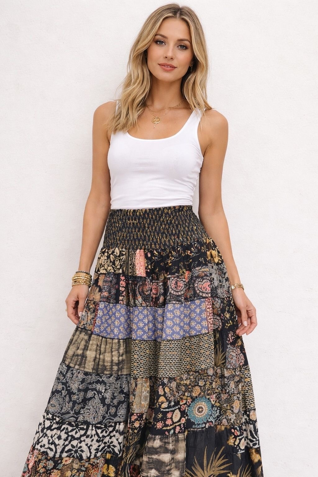 Mayorista Orice - Falda Vestido Bustier Patchwork con Mezcla de Colores Aleatoria