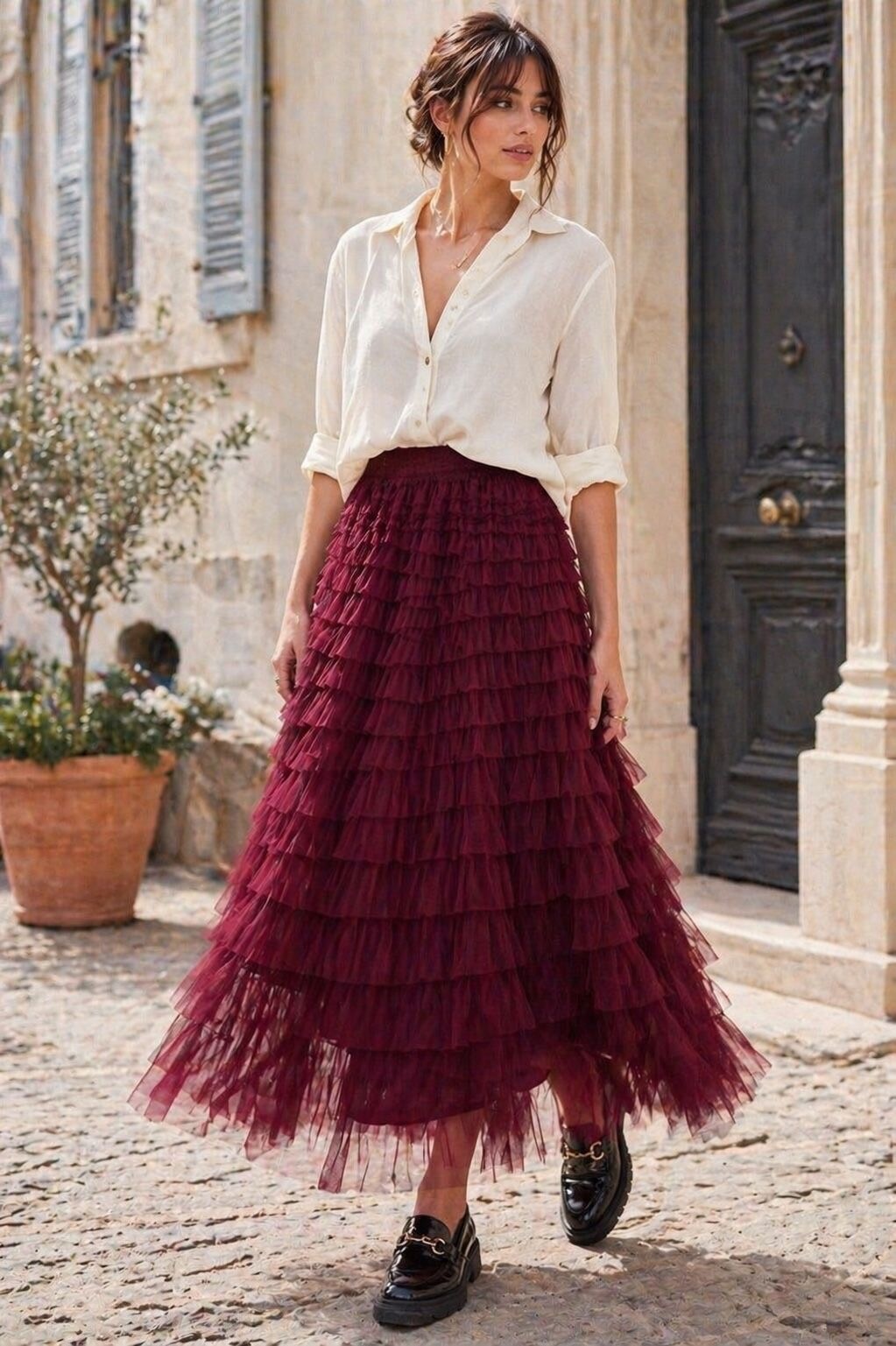 Wholesaler Orice - Long Tulle Skirt with Ruffles