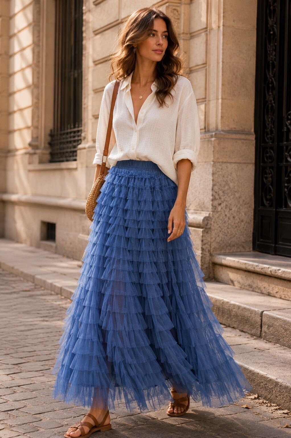 Mayorista Orice - Falda Larga de Tul con Volantes