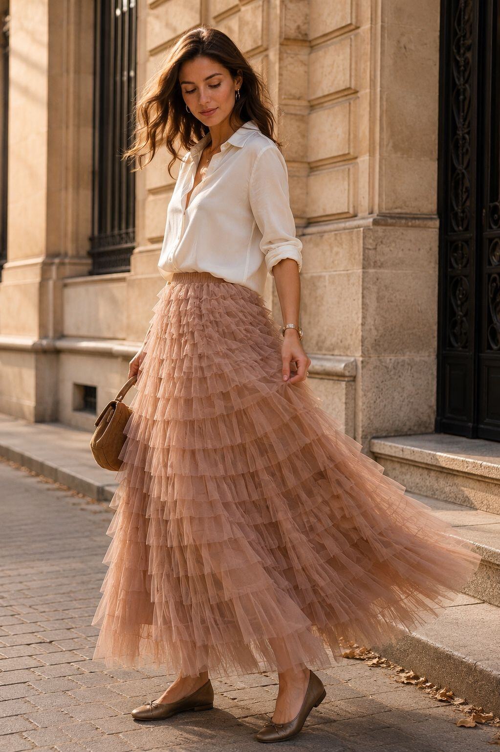 Mayorista Orice - Falda larga de tul voile