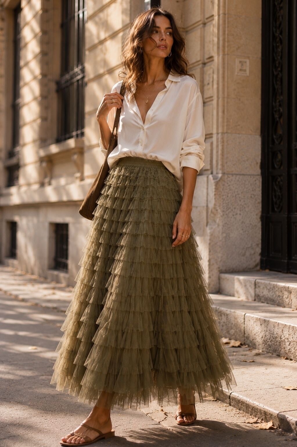 Mayorista Orice - Falda Larga de Tul con Volantes