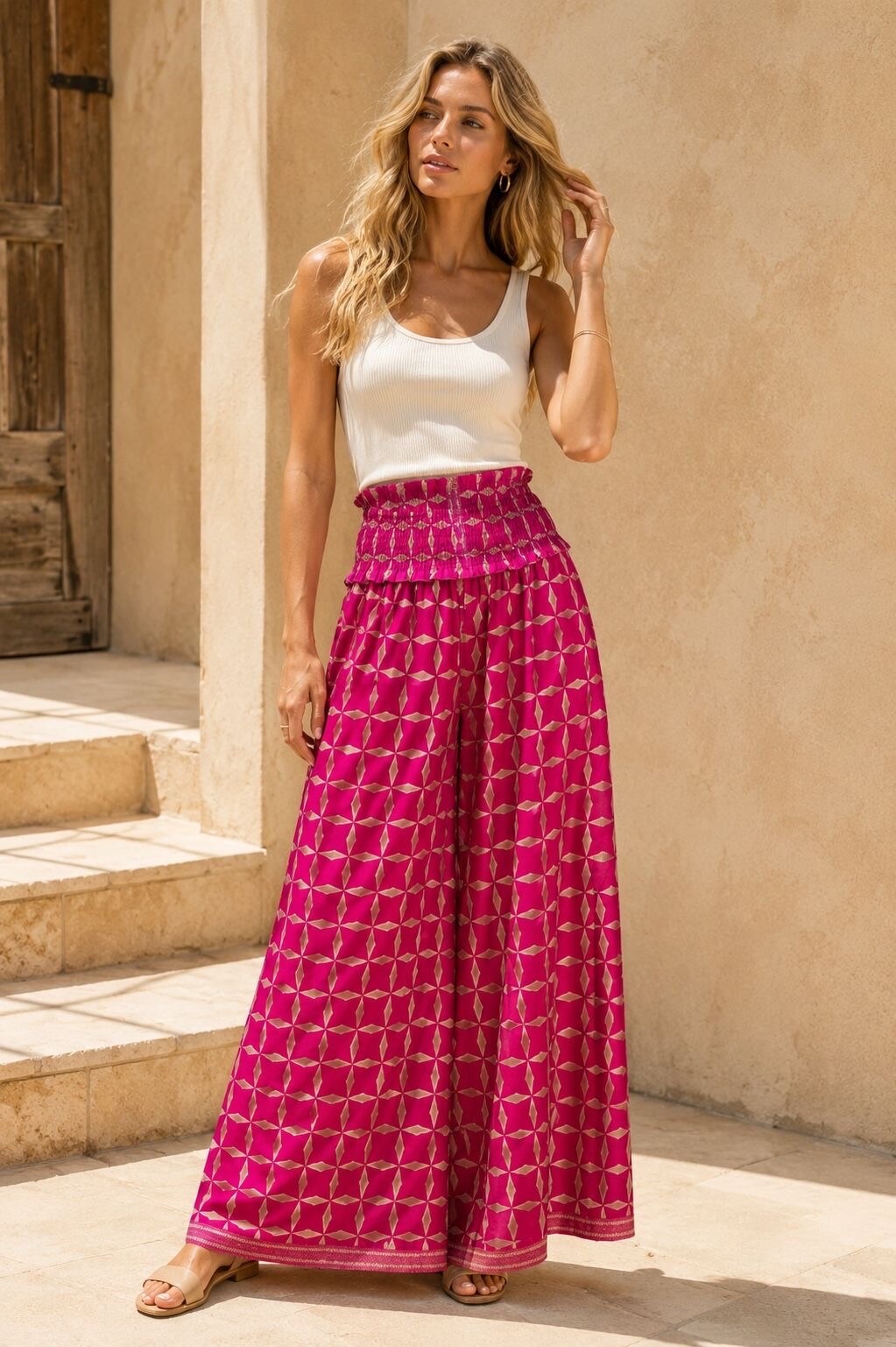 Mayorista Orice - Pantalón culotte de pierna ancha de algodón