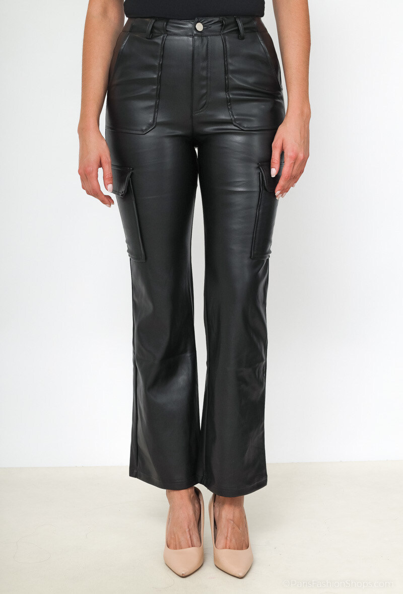 Wholesaler Orice - Faux leather flare pants