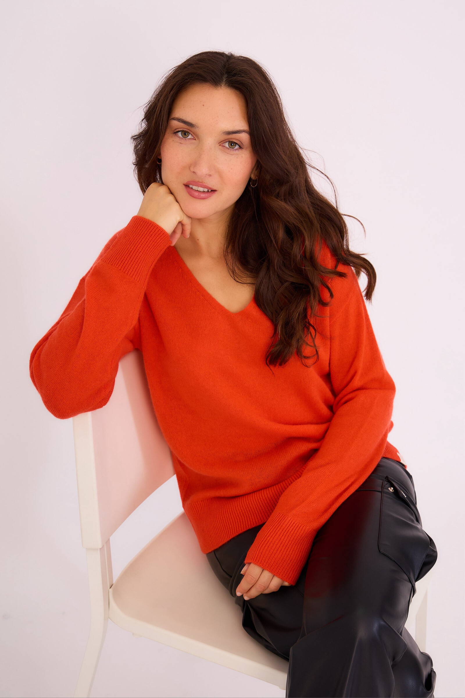 Wholesaler Orice - Cashmere knit V-neck sweater