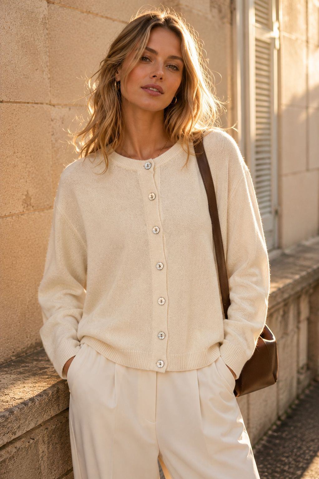 Wholesaler Orice - Round Neck Wool Cardigan