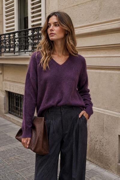 Grossista Orice - Maglione a Collo V in Cashmere Lana & Seta Grossista Orice - Maglione a Collo V in Cashmere Lana & Seta