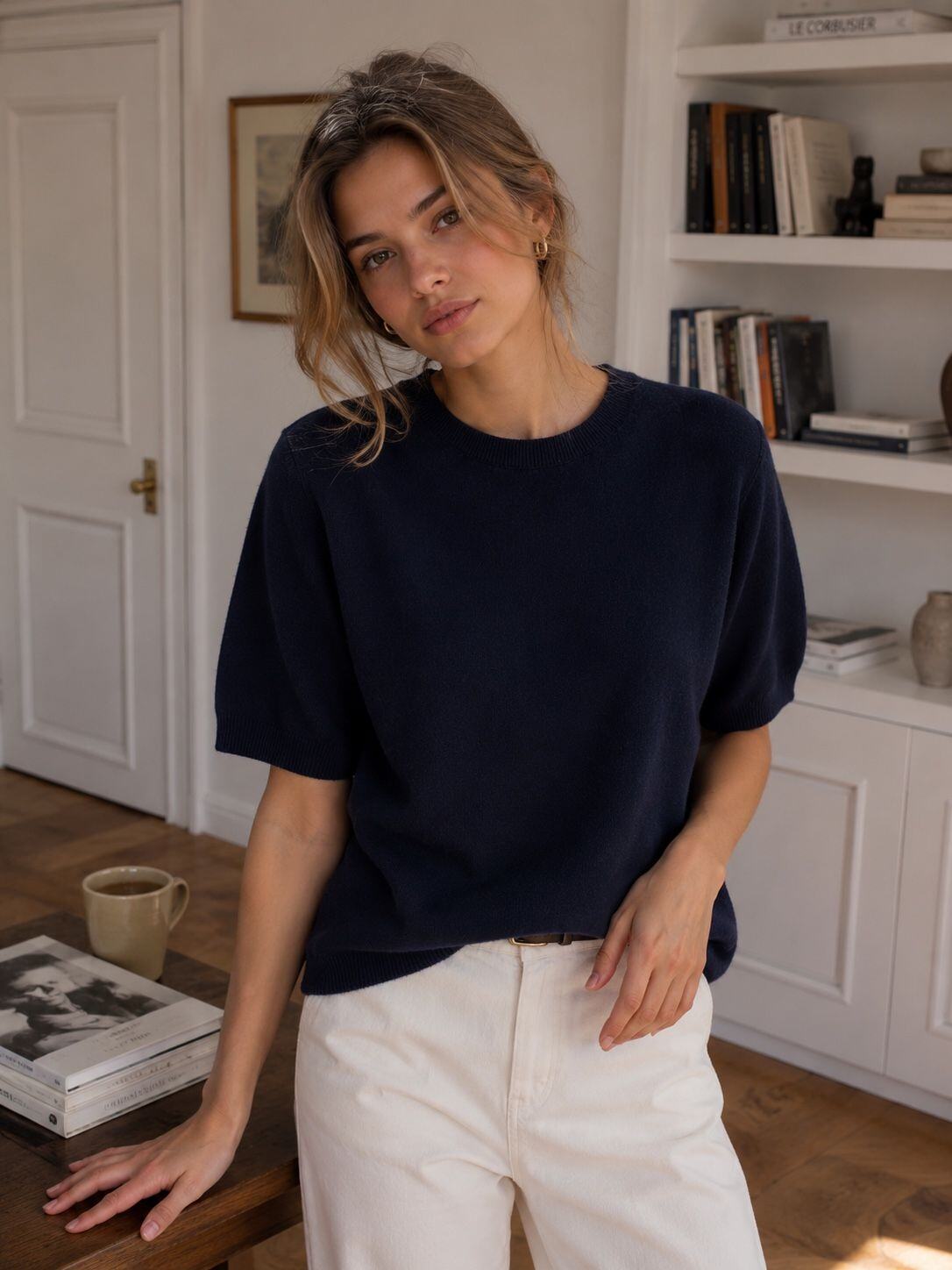 Wholesaler Orice - Soft Knit Short Sleeve Sweater 100% WOOL