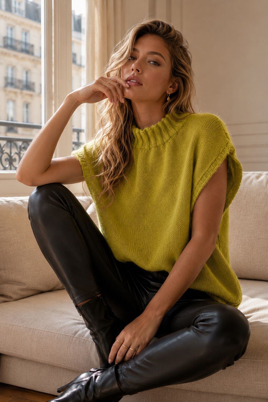 Grossiste Orice - Pull Sans Manches Col Montant en Maille