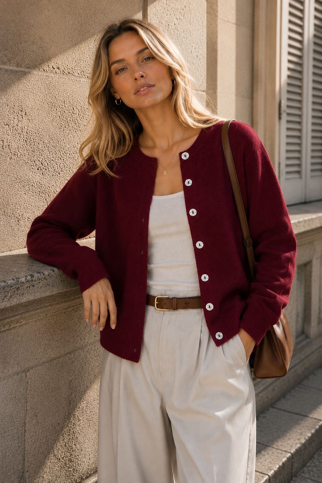 Wholesaler Orice - Round Neck Wool Cardigan 100% Wool