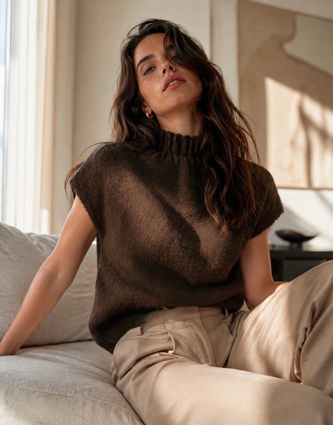 Grossiste Orice - Pull Sans Manches Col Montant en Maille