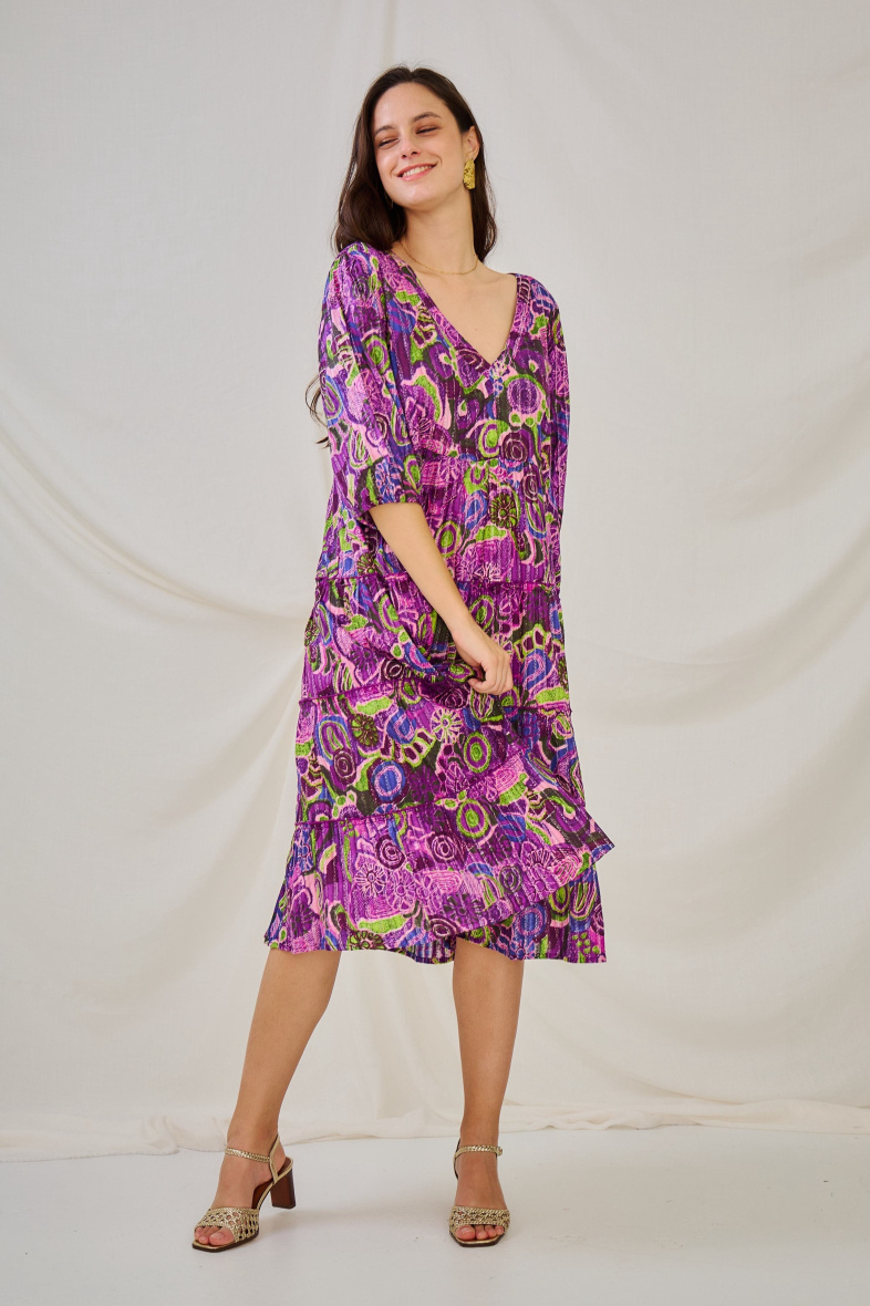 Wholesaler Orice - Printed cotton mid-length dress