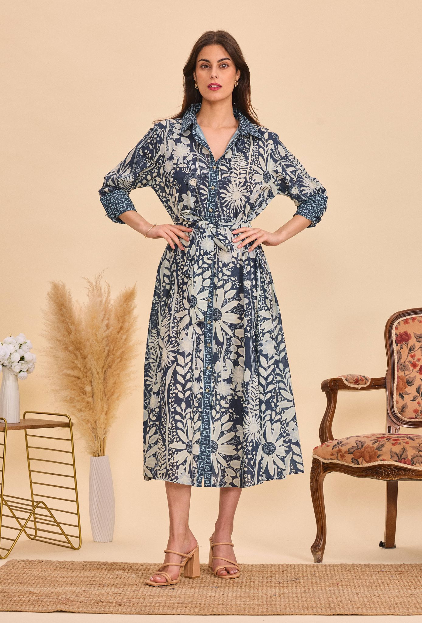 Wholesaler Orice - Printed cotton shirt dress