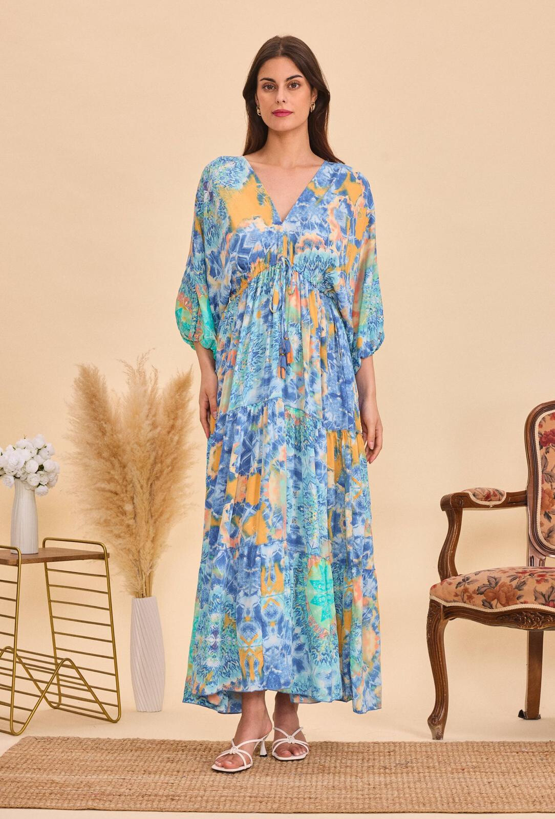Grossiste Orice - Robe longue bohème en soie