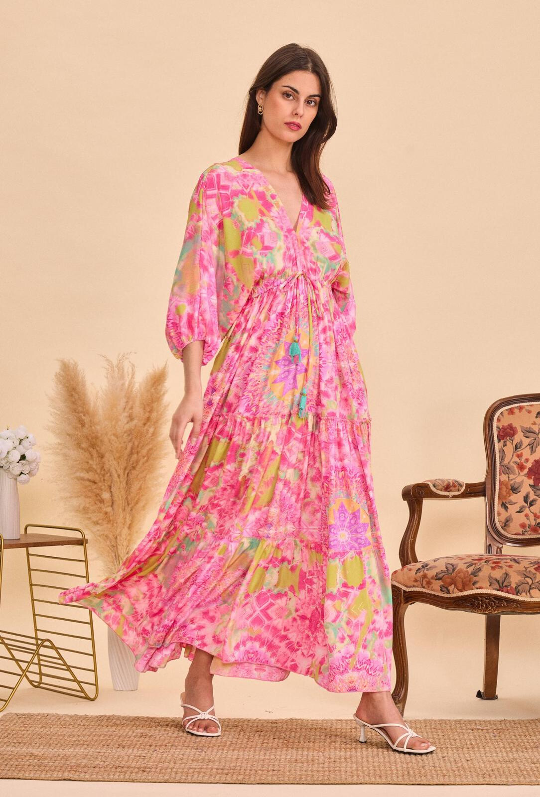 Grossiste Orice - Robe longue bohème en soie