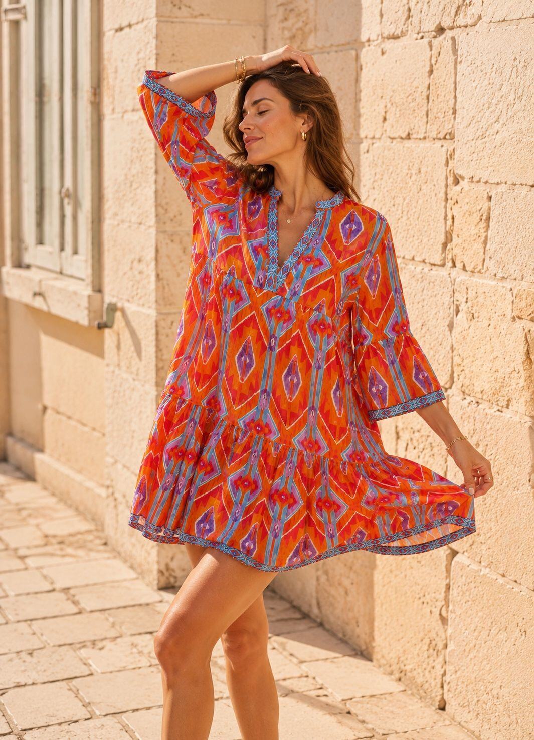 Grossista Orice - Abito camicia midi in cotone