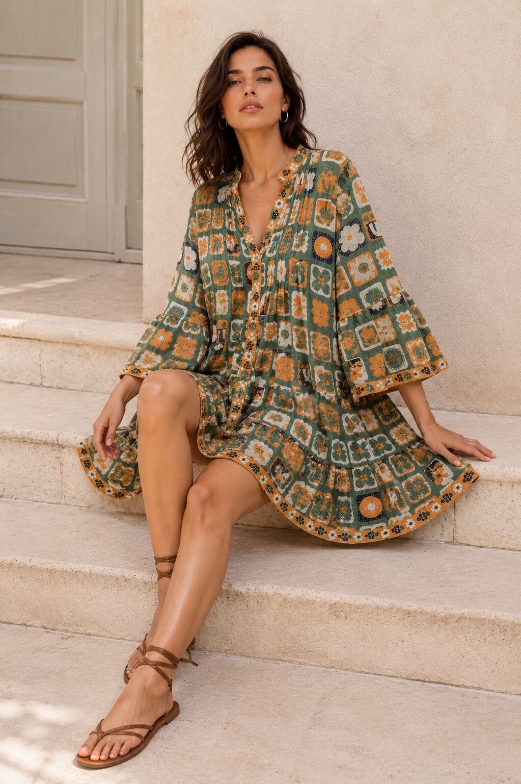 Großhändler Orice - Midi-Hemd-Kleid aus Baumwolle