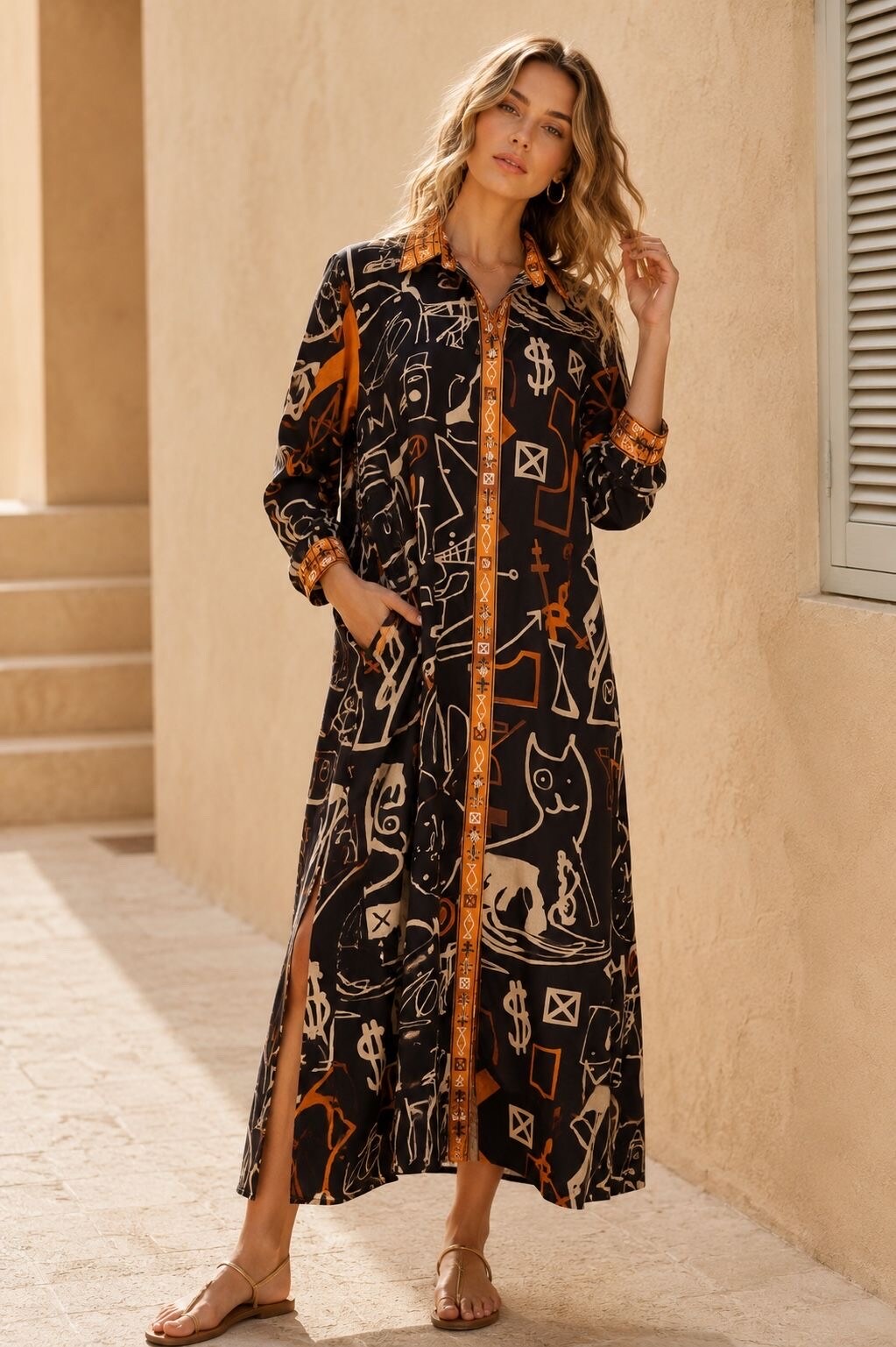 Grossiste Orice - Robe chemise Tie and dye en coton