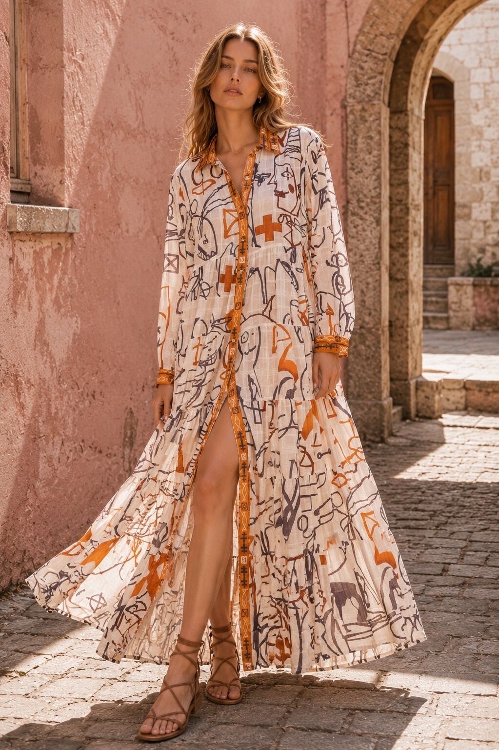 Grossiste Orice - Robe longue bohème en coton
