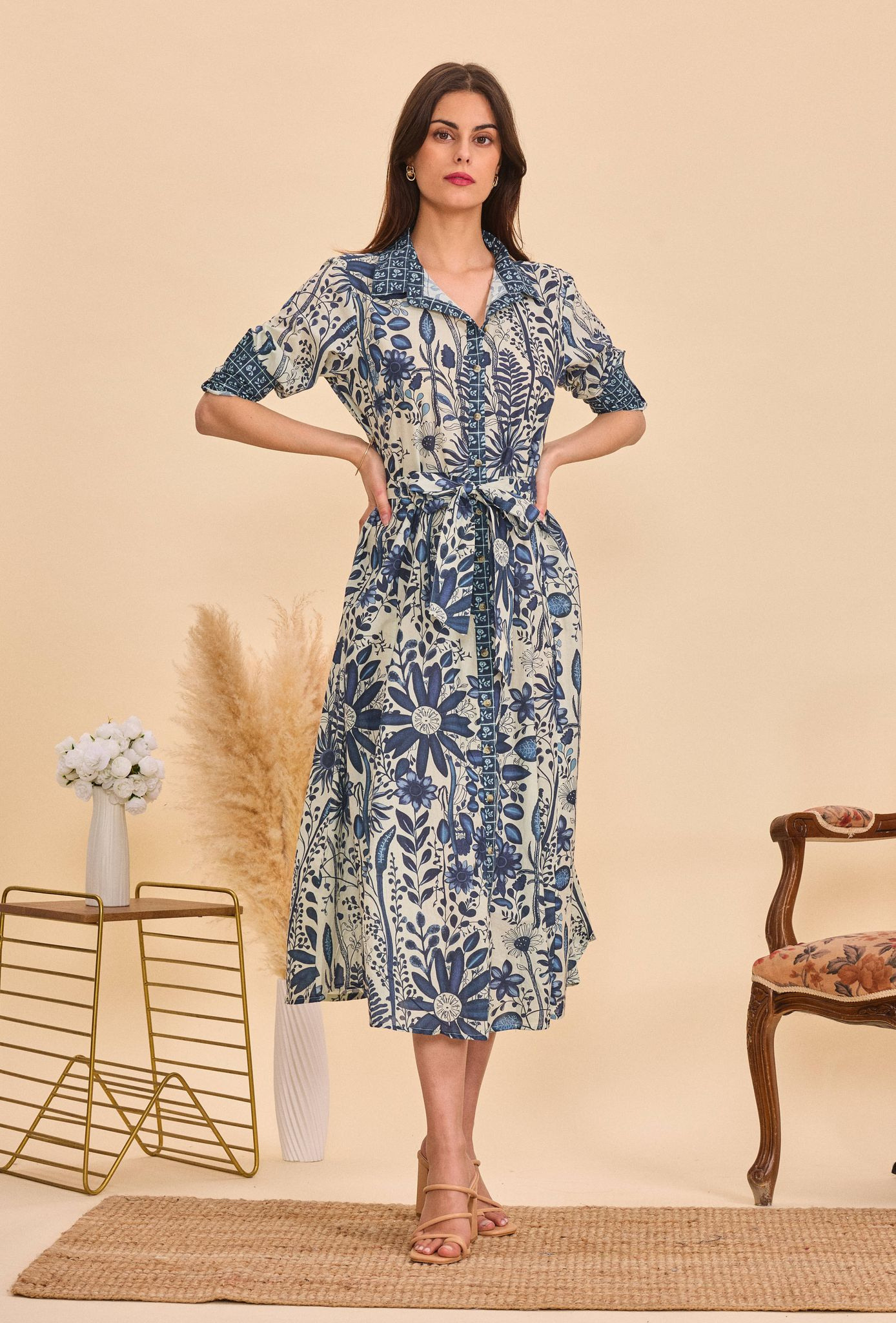 Wholesaler Orice - Printed cotton shirt dress