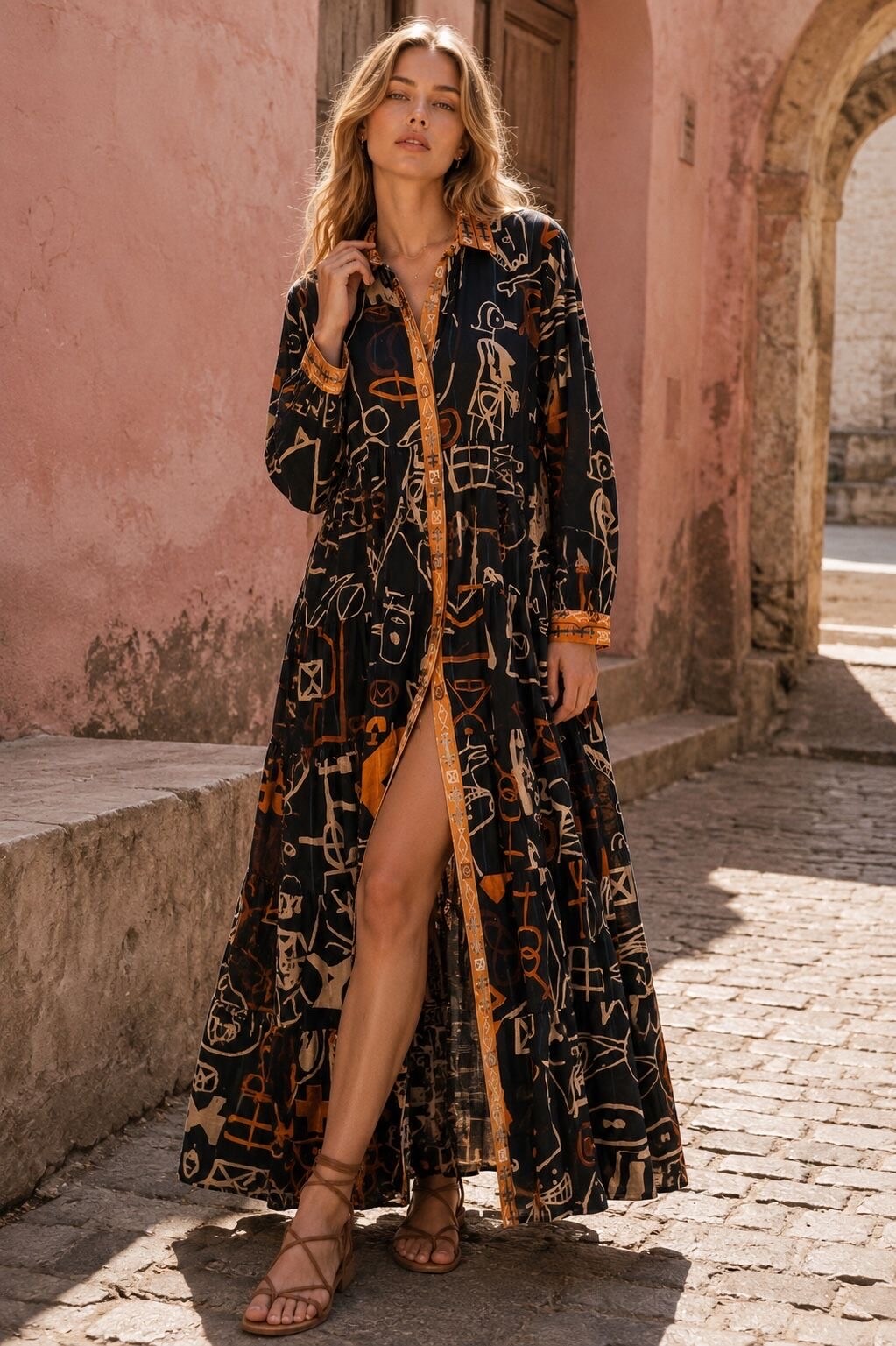 Grossiste Orice - Robe longue bohème en coton