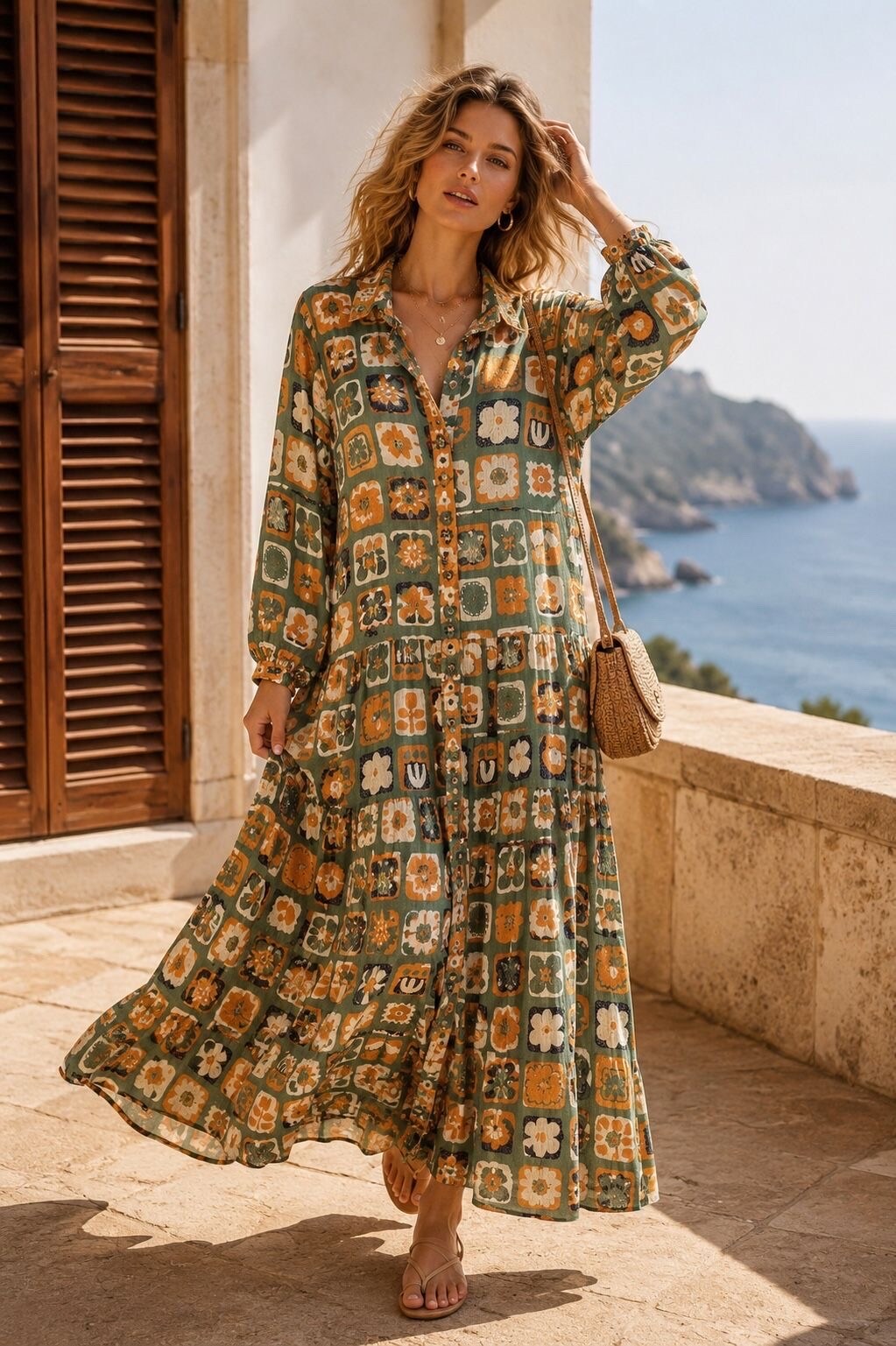Mayorista Orice - Vestido largo bohemio de algodón