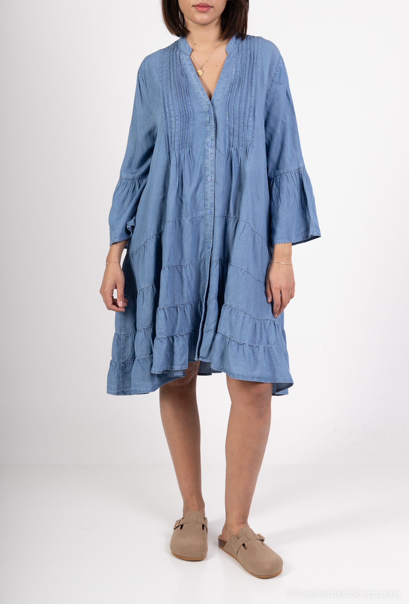 Grossista Orice - Abito chemisier corto in tencel
