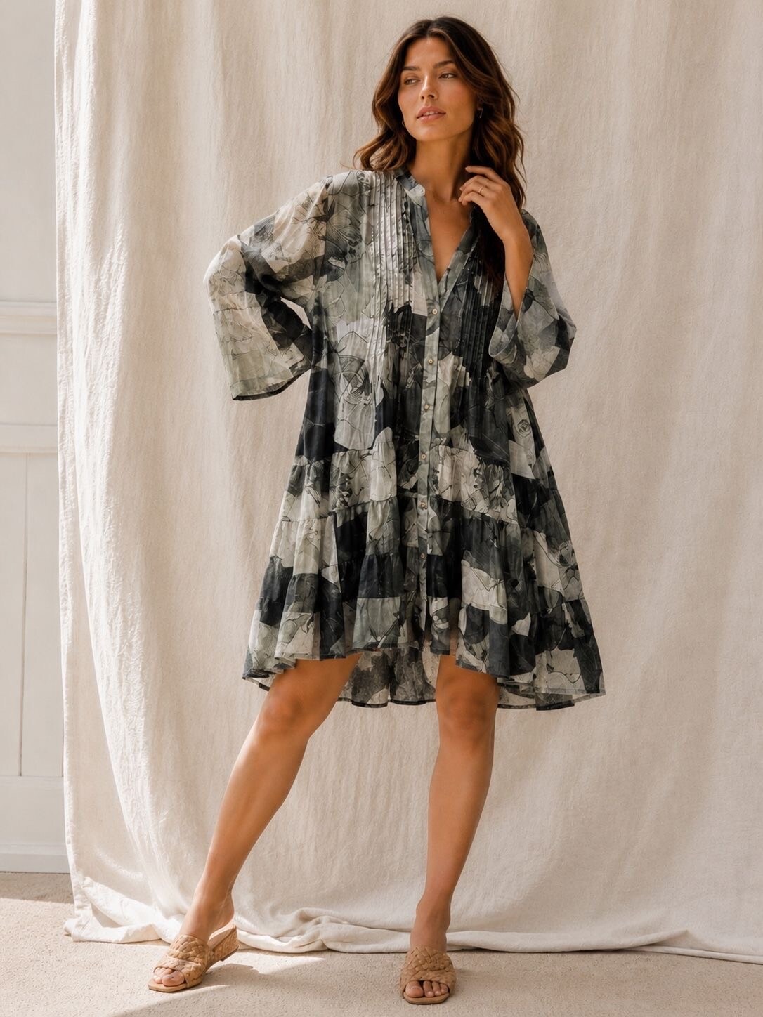 Grossista Orice - Abito camicia midi in cotone