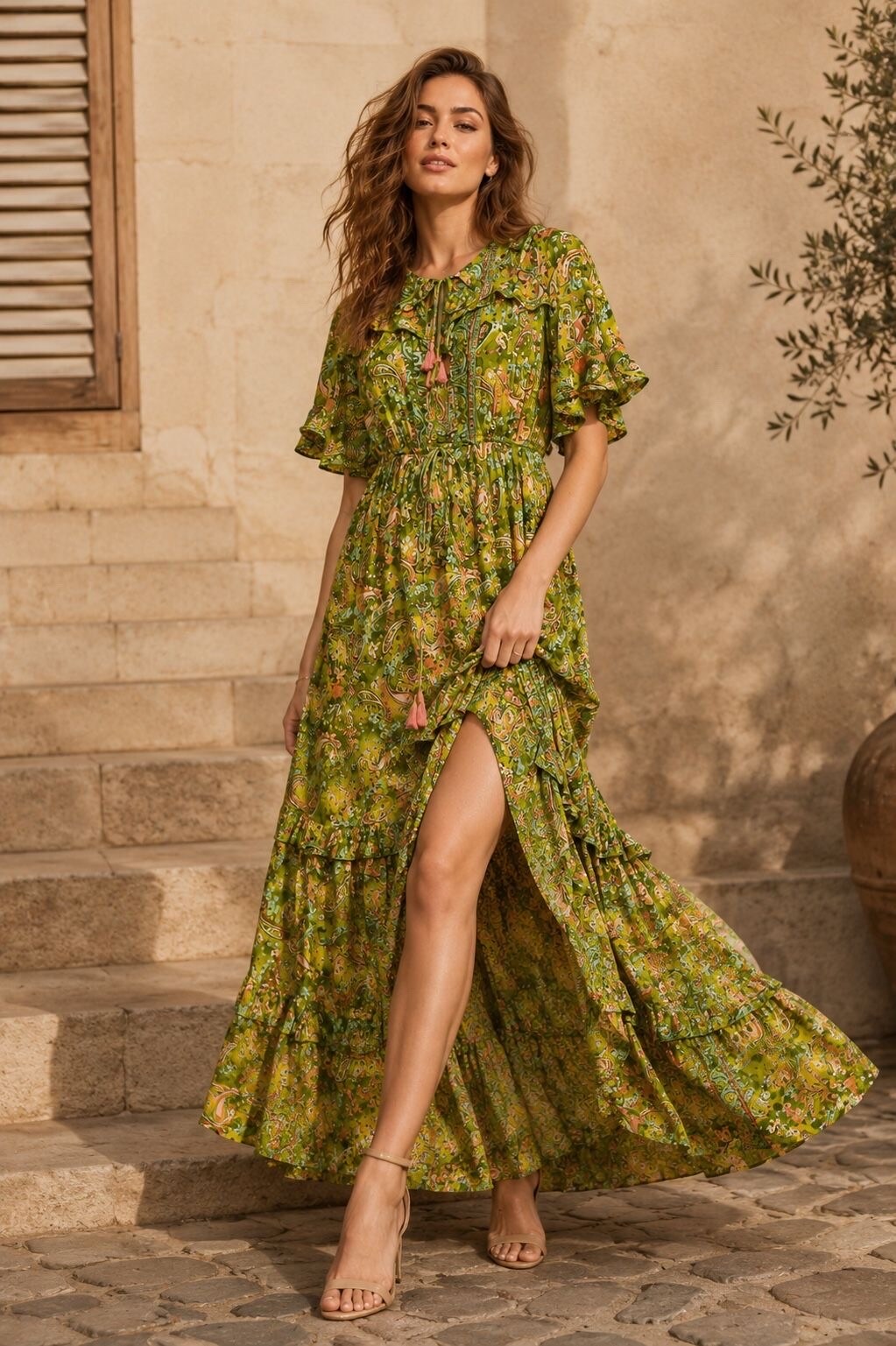 Grossiste Orice - Robe longue imprimée bohème