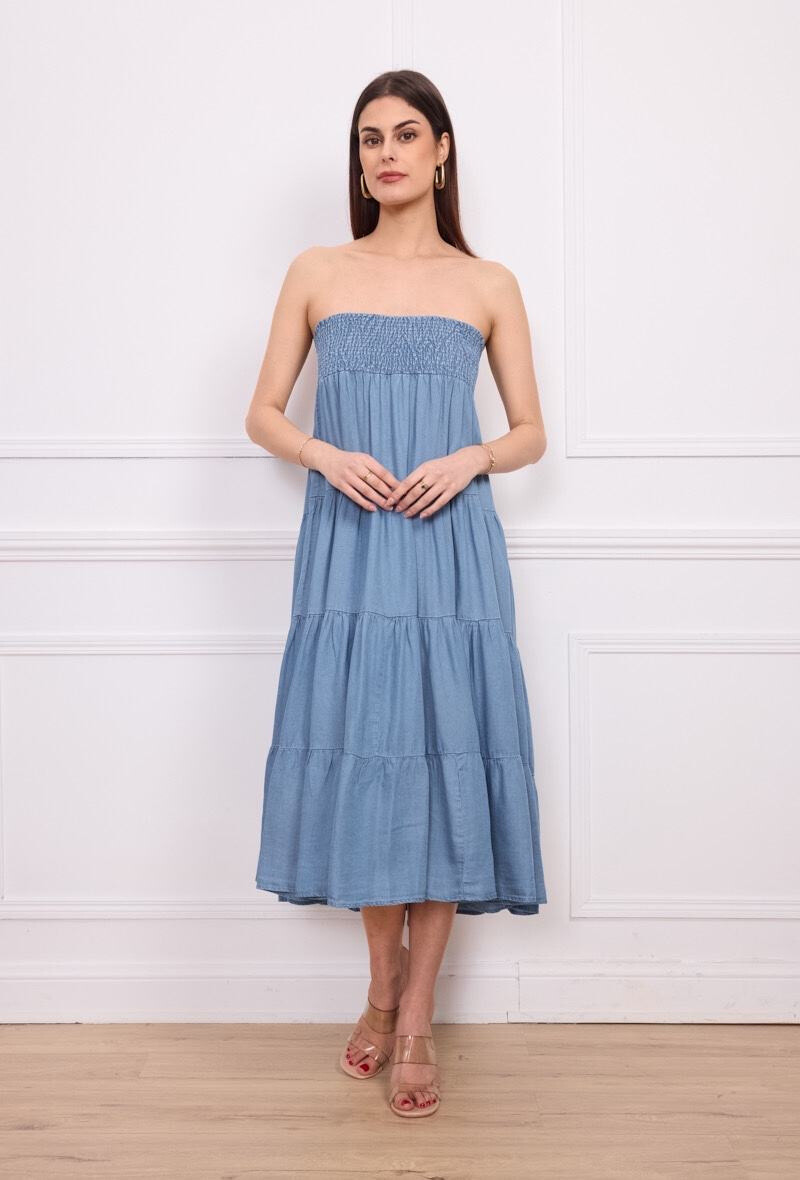 Grossista Orice - Gonna/ vestito a smock azzurro