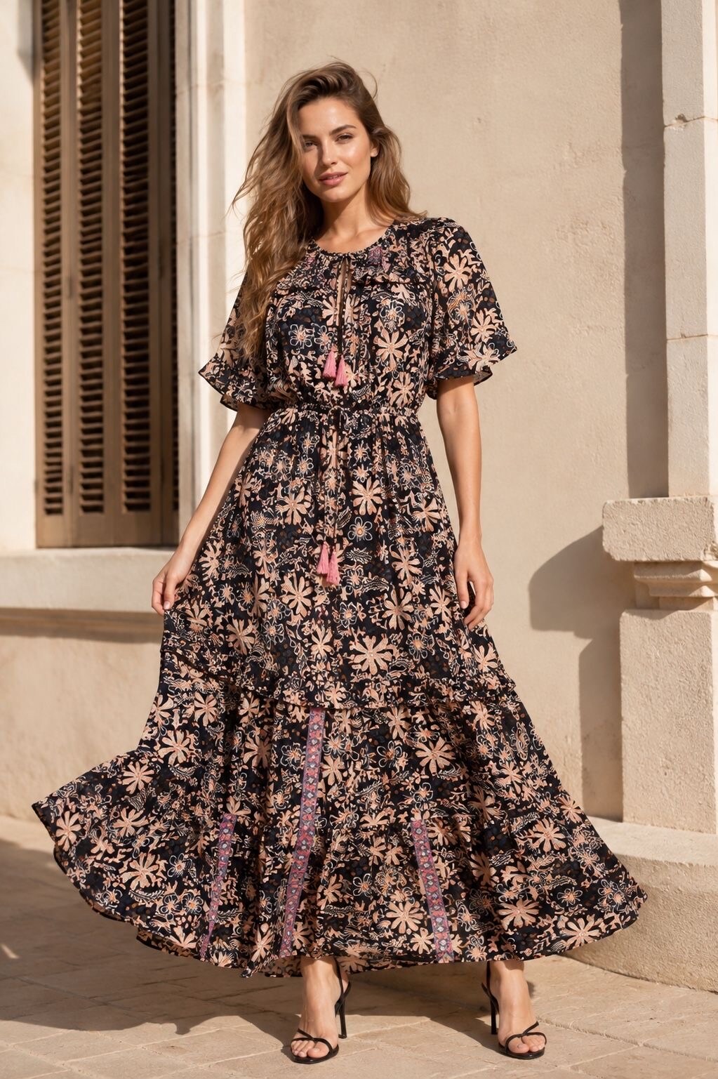 Grossiste Orice - Robe longue imprimée bohème