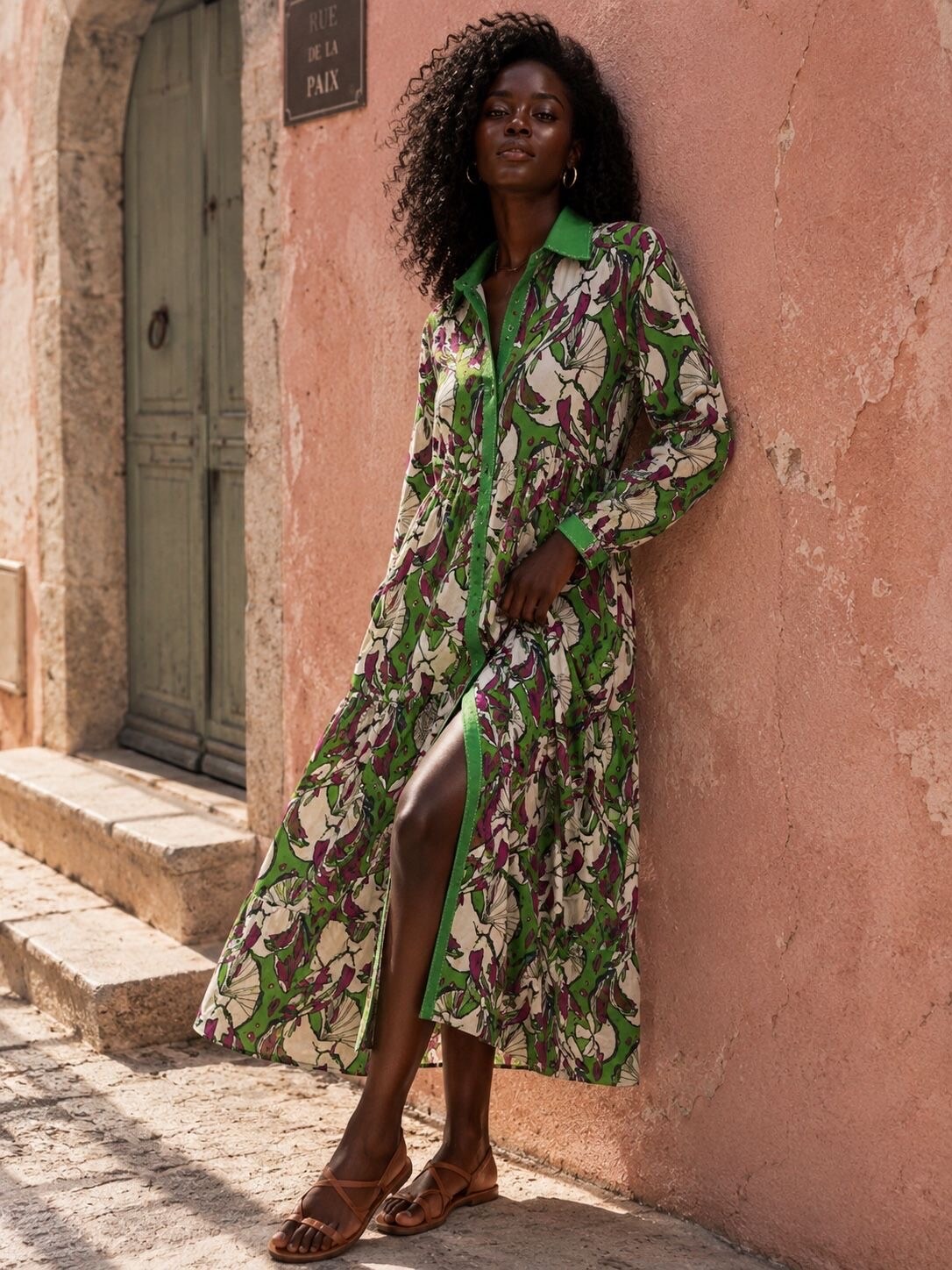 Mayorista Orice - Vestido camisero de algodón estampado
